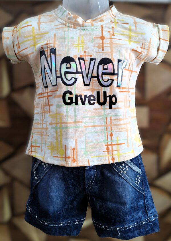 Girlish Baby Girl Suit Summer Cute Hot Pant Denim With Pretty Top Printed HD Sticker