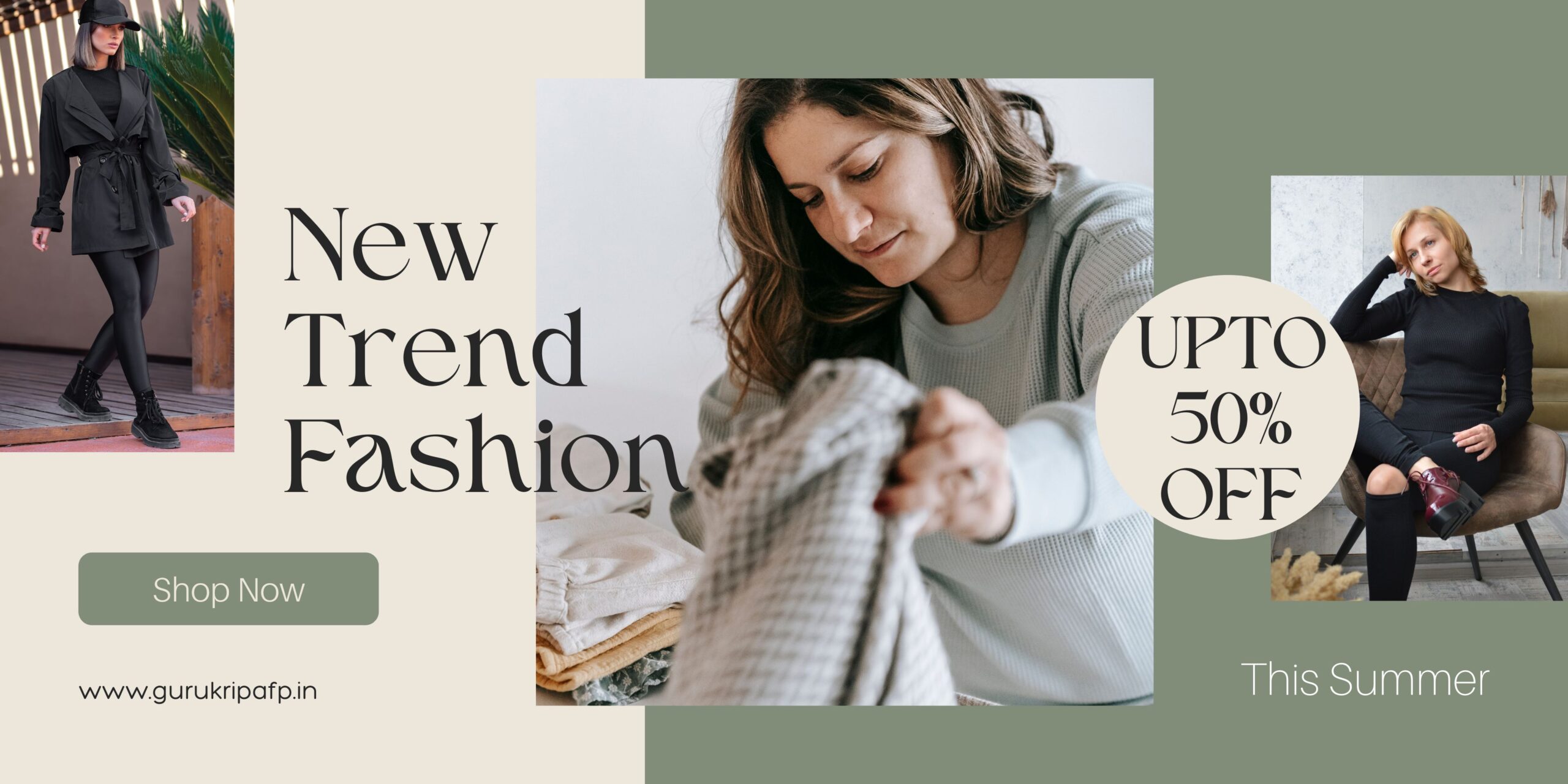Beige and Green Minimalist New Trend Fashion Banner